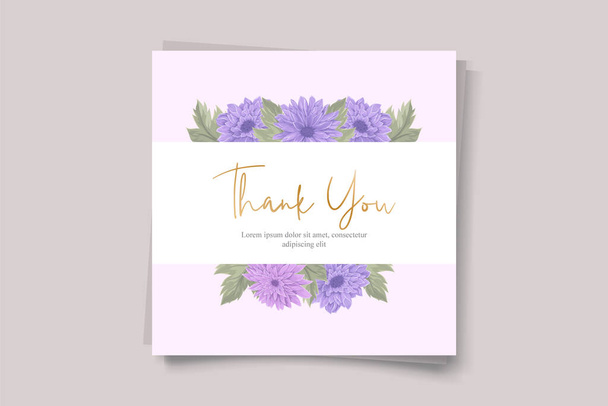 美しい菊の花のデザインと結婚式の招待カード - ベクター画像