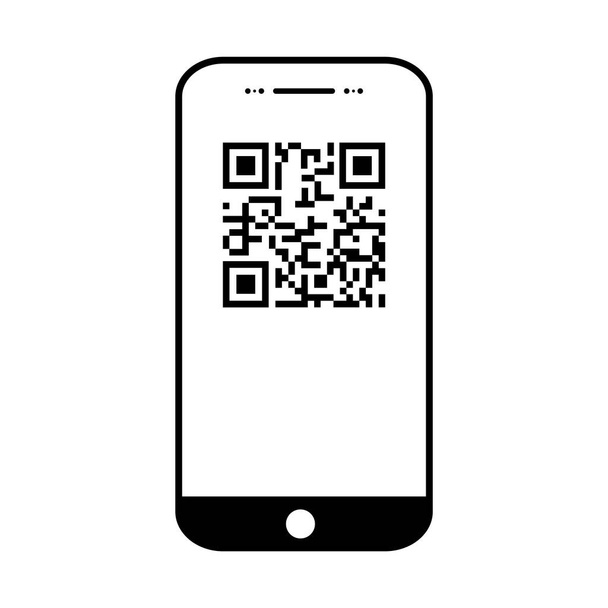 Mobil scan flat icon isolated on white background. QR code reader vector illustration . - Vector, Image