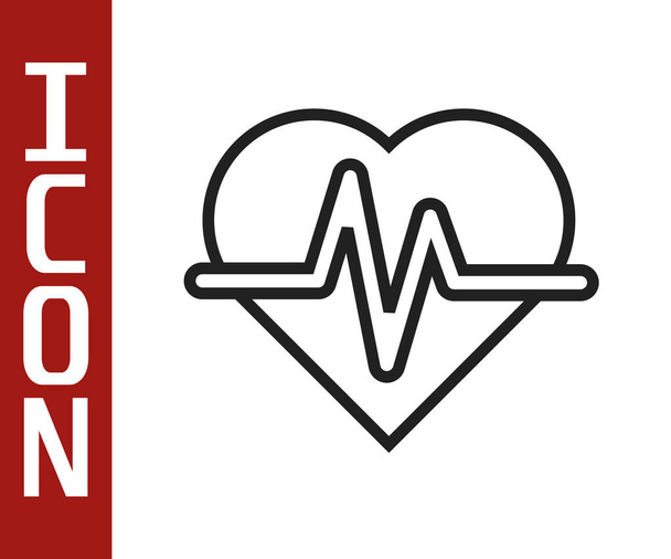 Schwarzer Strich Herzfrequenzsymbol isoliert auf weißem Hintergrund. Herzschlagzeichen. Herzpuls-Symbol. Kardiogramm-Symbol. Vektor - Vektor, Bild