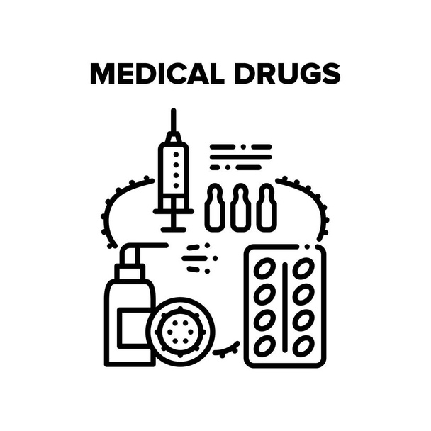 Медичні препарати Здоров'я Зцілення Вектор Чорна ілюстрація
 - Вектор, зображення