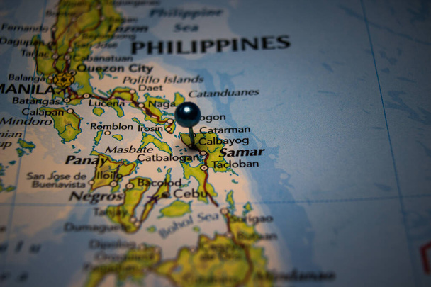 Calbayog, Filipinler 'deki şehir coğrafi haritaya iliştirilmiş. - Fotoğraf, Görsel