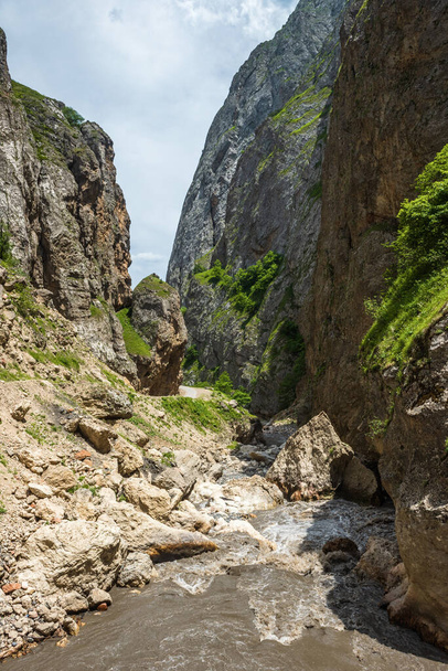 Швидка гірська річка в ущелині
 - Фото, зображення