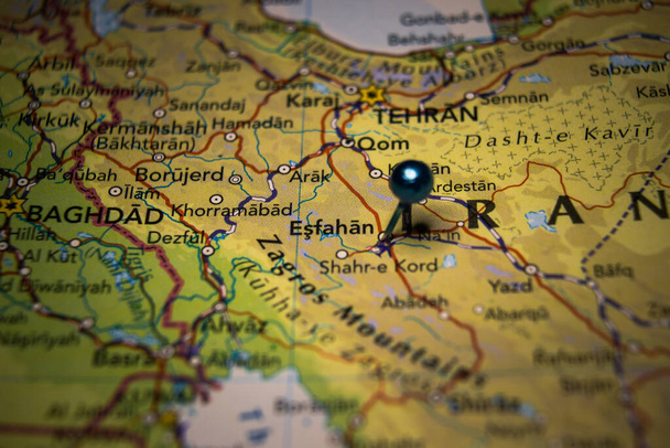 Esfahan, the city in Iran pinned on geographical map - Fotoğraf, Görsel