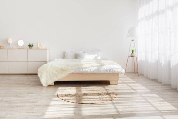 Никто в спальне интерьера в современном минималистском дизайне - Фото, изображение