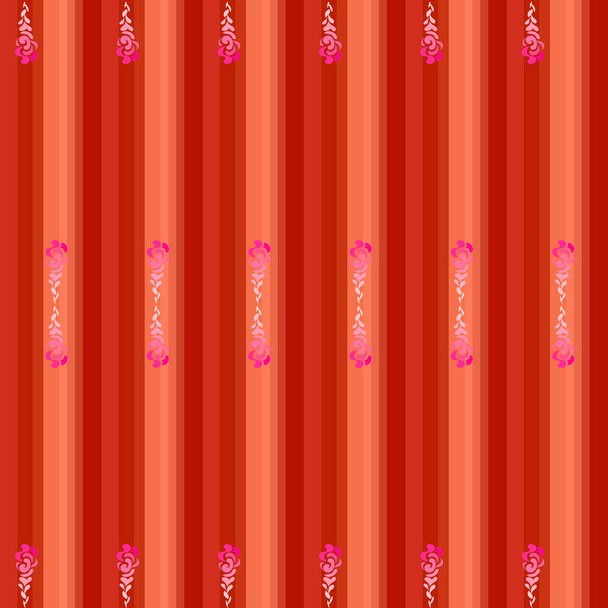 motif sans couture de lignes verticales dans les tons orange avec des ornements roses pour les impressions sur les couvertures de carnet, tissus, rideaux et aussi pour la décoration intérieure - Vecteur, image