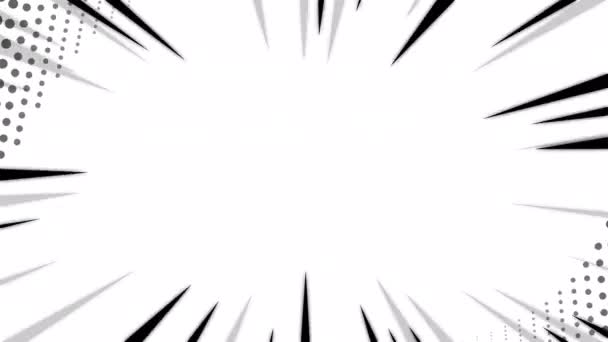Comic line effect white background with halftone.Ray Border looped Animation.Cartoon dinâmico movimento elemento de linha de velocidade com centro space.Comic line pattern. - Filmagem, Vídeo
