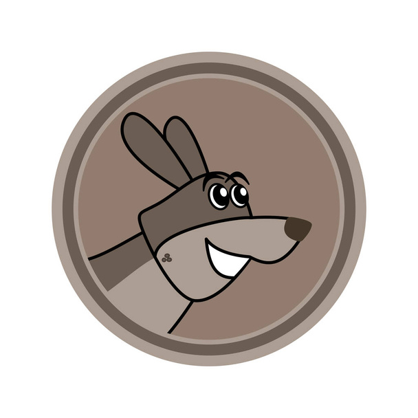 Un lindo perrito gris en un logotipo o una moneda - Vector, imagen