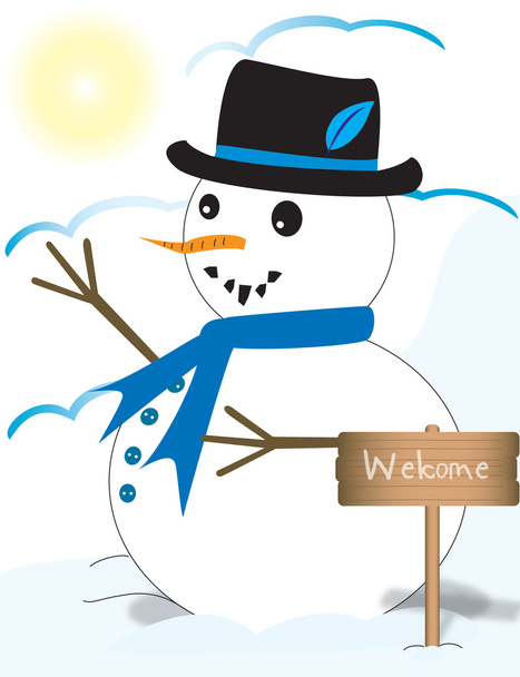 Симпатичный Снеговик
 - Вектор,изображение