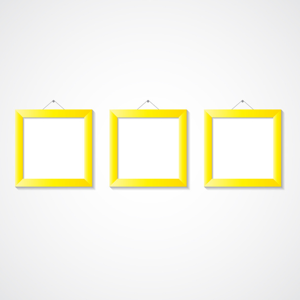 Three golden picture frames, vector illustration - Vector, Image