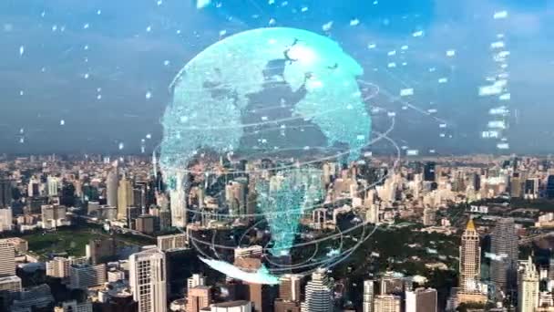 Global connection and the internet network modernization in smart city - Footage, Video