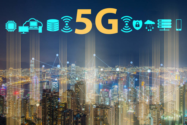 Concept of 5g networks in large cities - Photo, Image