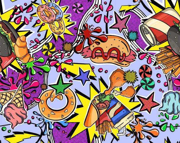 pop art design színes Magas illusztráció doodle - Fotó, kép