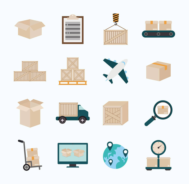 sixteen logistic items - Vector, Image