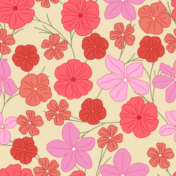 Beautifull tropical flowers and leaves repeat pattern design - Вектор,изображение