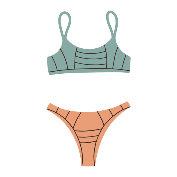 Sportowy dwuczęściowy strój kąpielowy. Ilustracja wektora. Ubrania kąpielowe  - Wektor, obraz