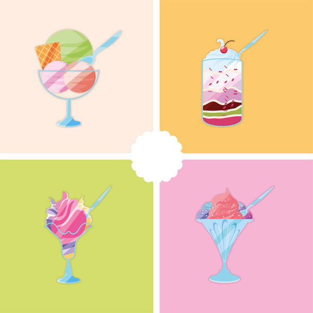 set of ice cream - Vector, Image