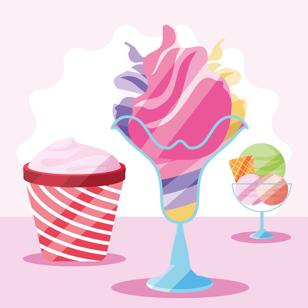 various ice cream - Vector, imagen