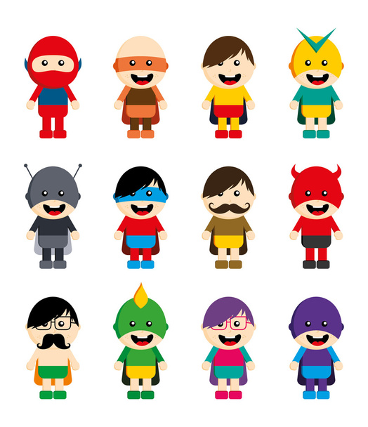 Increíble conjunto de superhéroes de dibujos animados
 - Vector, imagen