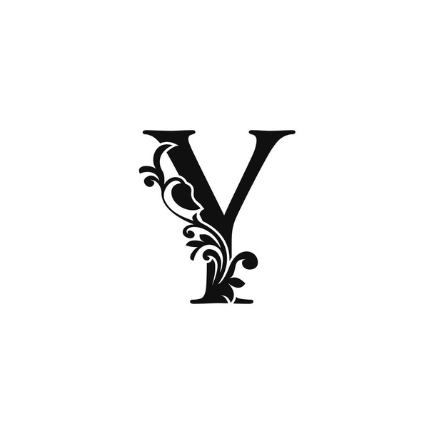 Letter Y Logo Icon Template. Black and white vector design swirl ornate elegant decorative style. - Вектор,изображение