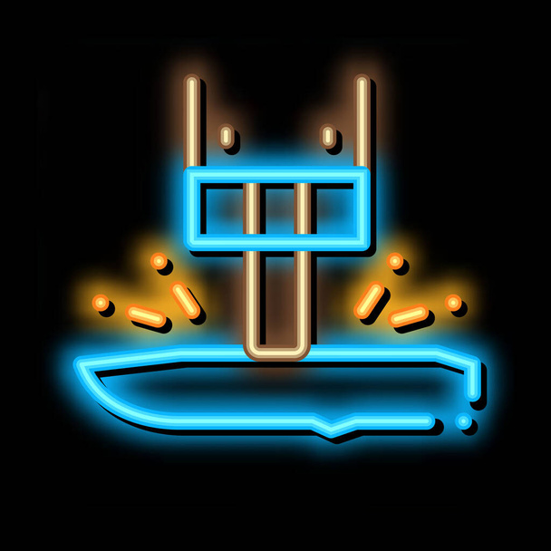 Blade Prodüksiyon Neon Işıltı ikonu çizimi - Vektör, Görsel