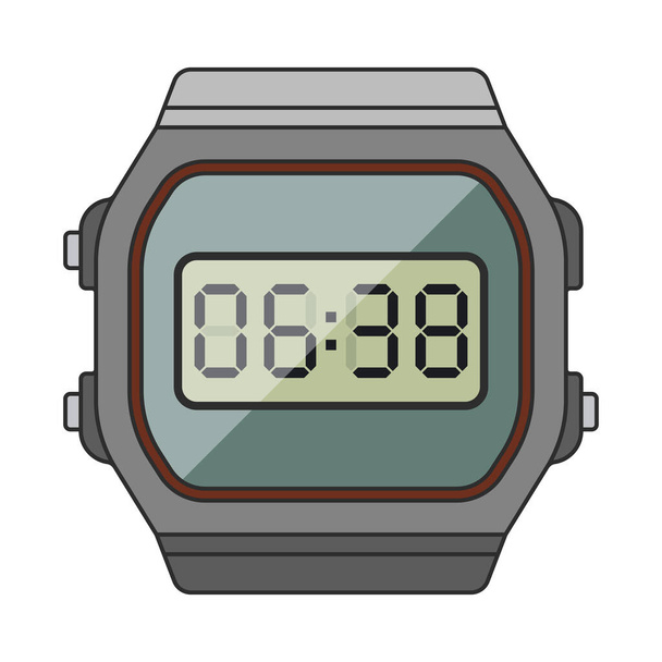 Simple icon of classic wrist electronic watch in retro style. Vector illustration isolated on white background - Вектор,изображение
