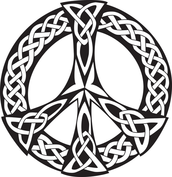 An illustration of a Celtic design with a pattern of knotted lines, isolated on white background. Peace symbol, great for tatto or artwork. - Vector, Image