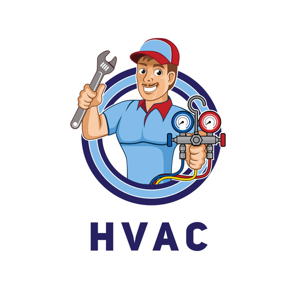 HVAC character logo design illustration vector eps format , suitable for your design needs, logo, illustration, animation, etc. - Vector, Image