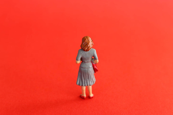 Metaphor image of woman standing alone looking forward - Foto, Imagem