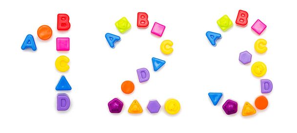 cyfry z kostek, liter i kształtów dzieci - Zdjęcie, obraz