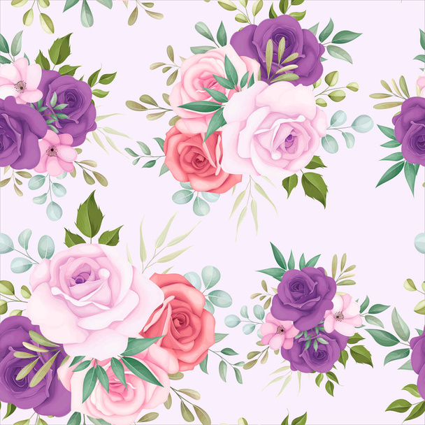 Beautiful floral seamless pattern with soft flowers - Vector, Image