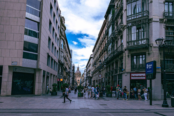 beautiful streets in the historic old town of Zaragoza, Spain - 写真・画像