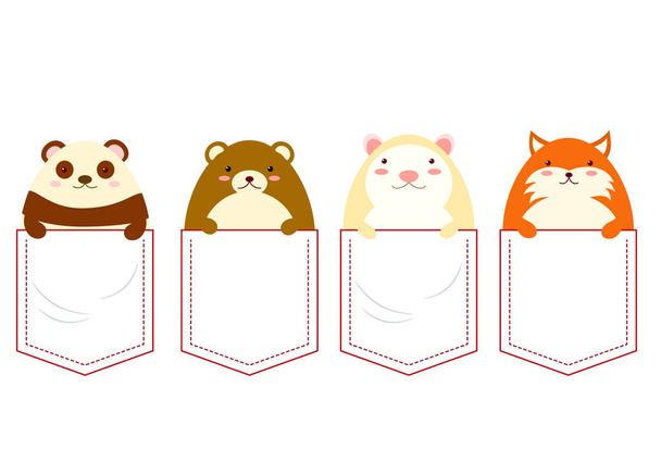Cute characters in pocket set - Vector, Image