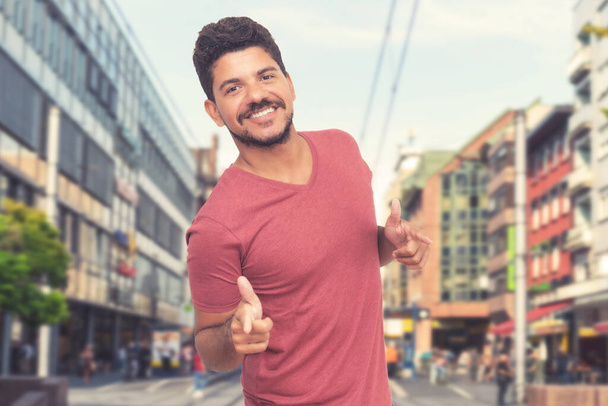 Funny italian man with beard outdoor in summer in city - Zdjęcie, obraz