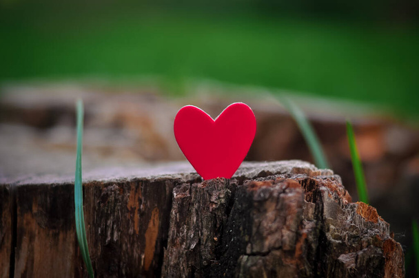  Piros szív természetes háttér másolás tér, koncepció a szeretet - Fotó, kép