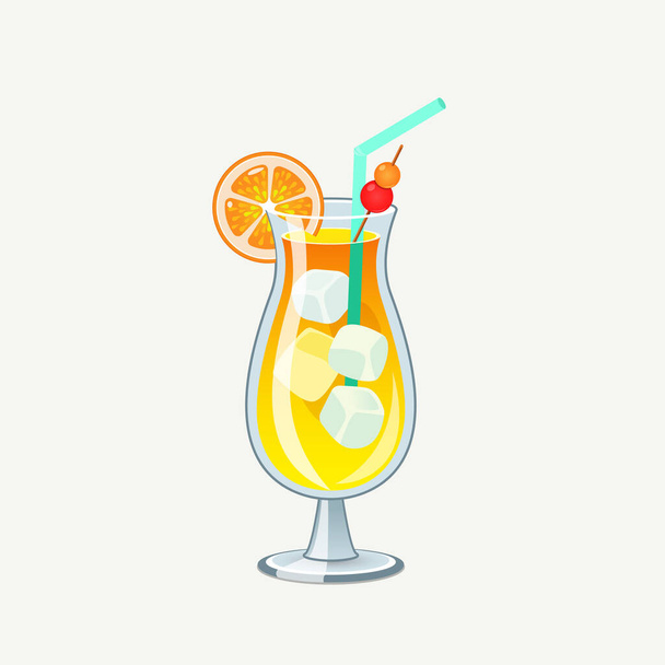 Tequila Sunrise cocktail isolated on a white background - Vector, Image