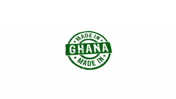 Fabriqué au Ghana timbre et estampage à la main impact animation isolée. Usine, fabrication et pays de production 3D rendu concept. Canal Alpha mat. - Séquence, vidéo