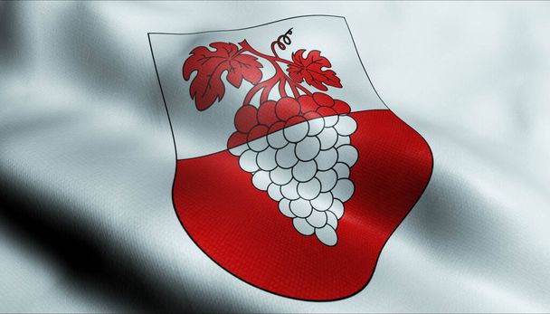 Ilustración 3D de una bandera de la región de Cully ondeando Suiza - Foto, imagen
