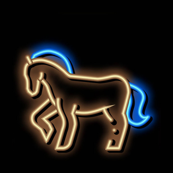 Koń Zwierząt neon świecący ikona ilustracja - Wektor, obraz
