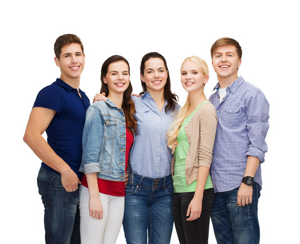 group of smiling students standing - Foto, Imagem