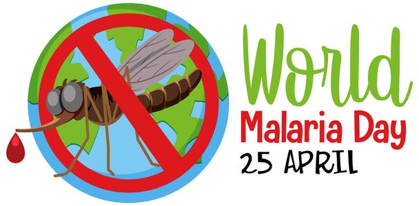 Maailman malariapäivä ilman hyttysbannerin kuvitusta - Vektori, kuva