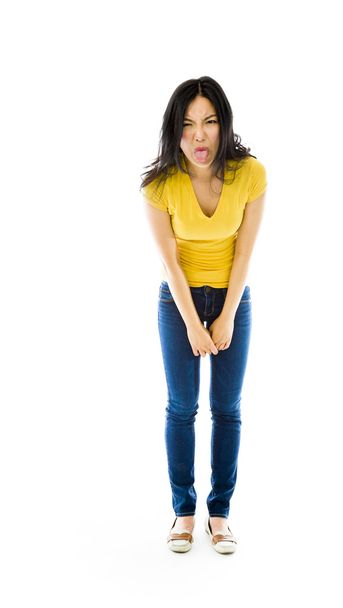 vrouw tong uitsteekt - Foto, afbeelding