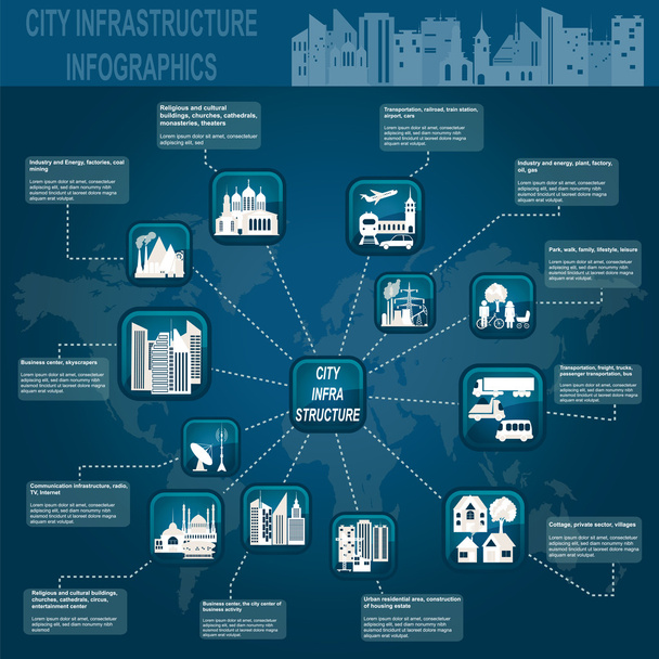 Set of elements infrastructure city, vector infographics - Vector, Image