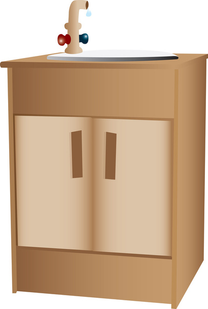 Cabinet et évier en bois
 - Vecteur, image