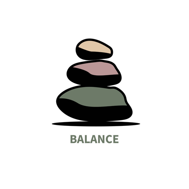 Icona dell'equilibrio. Simbolo dell'armonia. Una pila di pietre. Concetto buddhista. Segno di meditazione. Illustrazione minima vettoriale - Vettoriali, immagini