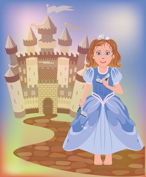 Beautiful little princess Cinderella, vector illustration - Vector, Image