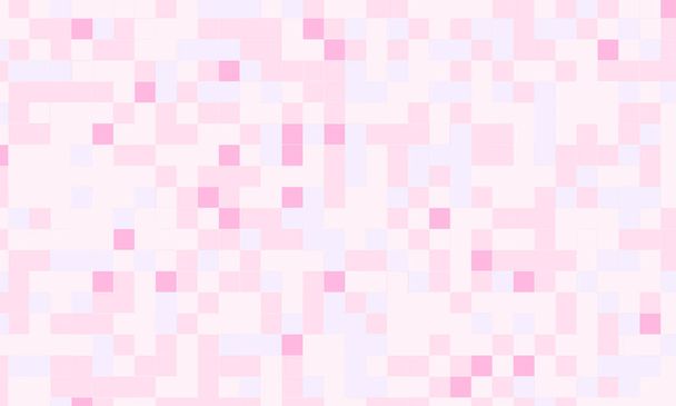 Abstrait carré pixel mosaïque fond rose motif géométrique sans couture dans les couleurs pastel. 8 bits - Photo, image
