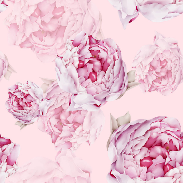Seamless pattern with peonies in a gentle range,  flowers in watercolor style - Photo, image