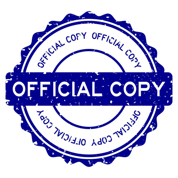 Grunge blu ufficiale copia parola rotondo timbro sigillo di gomma su sfondo bianco - Vettoriali, immagini