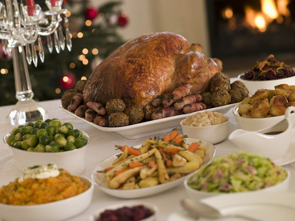 Christmas Roast Turkey with all the Trimmings - Fotoğraf, Görsel
