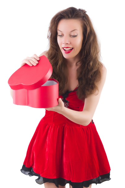 Young girl in red dress - Фото, зображення